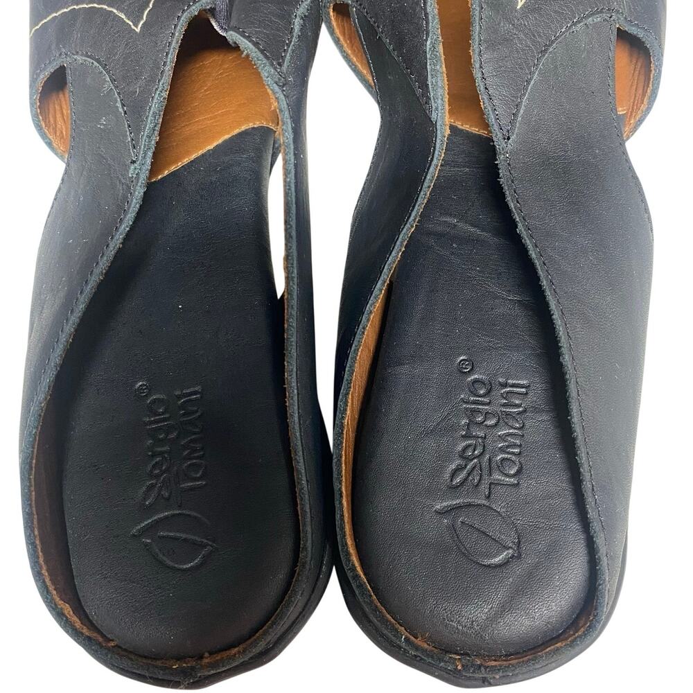 Sergio Tomani Women's Black Leather, Slip-on Slide, Size 10-10.5, Handmade - Picture 6 of 11